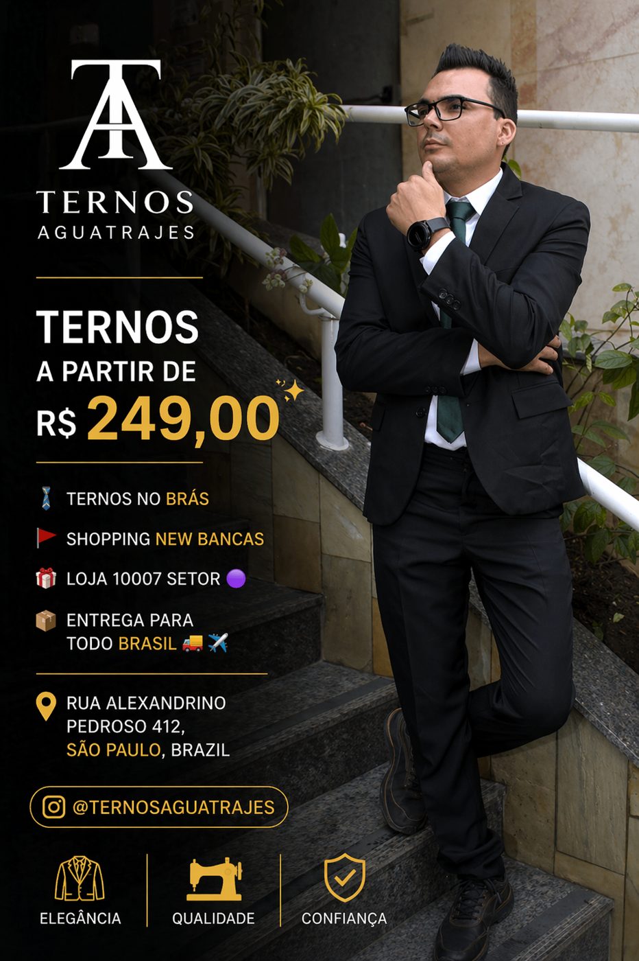 Anúncio Ternos Aguatrajes com terno preto